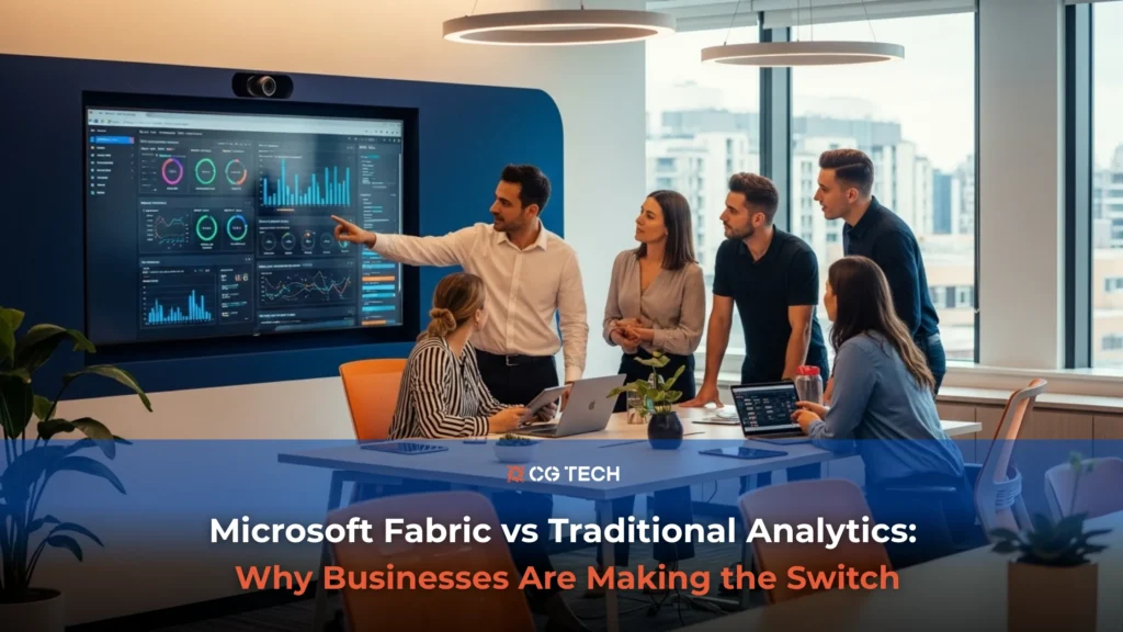 Australian business team using Microsoft Fabric for real-time analytics and collaboration.
