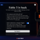 Fable 5 is back notification screen with a Try Fable 5 button, shown beside a lit-up billboard reading Live Now, marking Claude Fable 5's return.