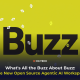 Buzz logo on a yellow background with bee icons, promoting CG TECH's blog on the new open source agentic AI workspace.