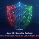 A digital shield formed from red, blue and green circuit lines, representing coordinated AI security agents defending a business, next to the CG TECH logo and the blog title Agentic Security Arrives.